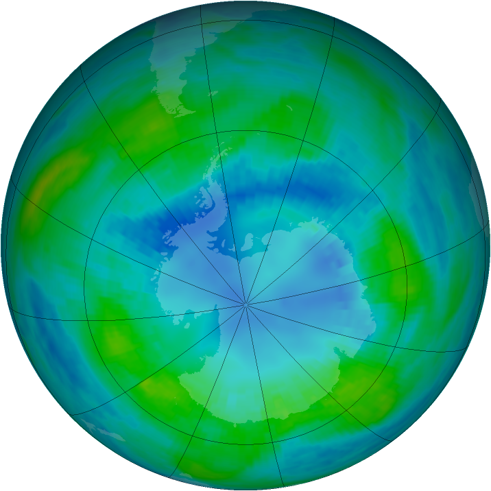 Antarctic ozone map for 17 April 1989